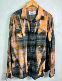 Vintage Black, Grey, Rust and White Flannel Size Large Tall