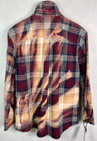 Vintage Burgundy, Navy, Gold and White Lightweight Flannel Jacket Size Medium