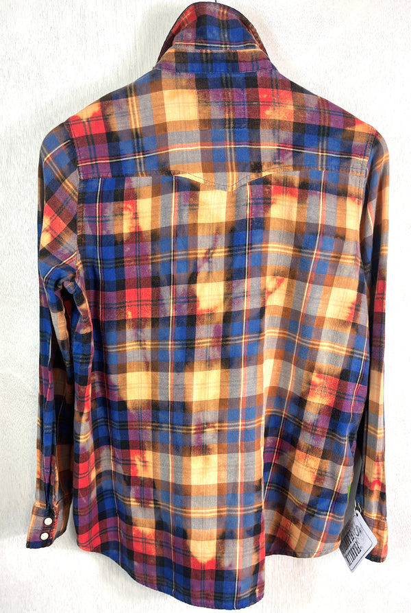 Vintage Western Style Red, Royal Blue and Gold Lightweight Size Small