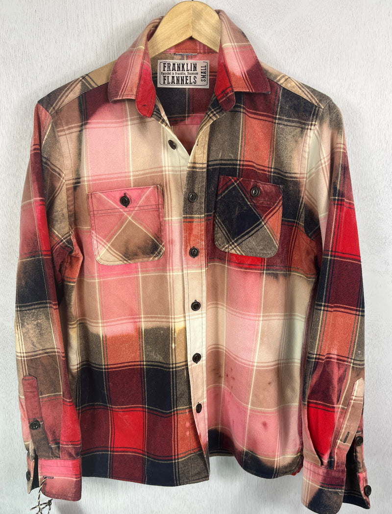 Vintage Red, Pink, Cream and Black Flannel Size Small