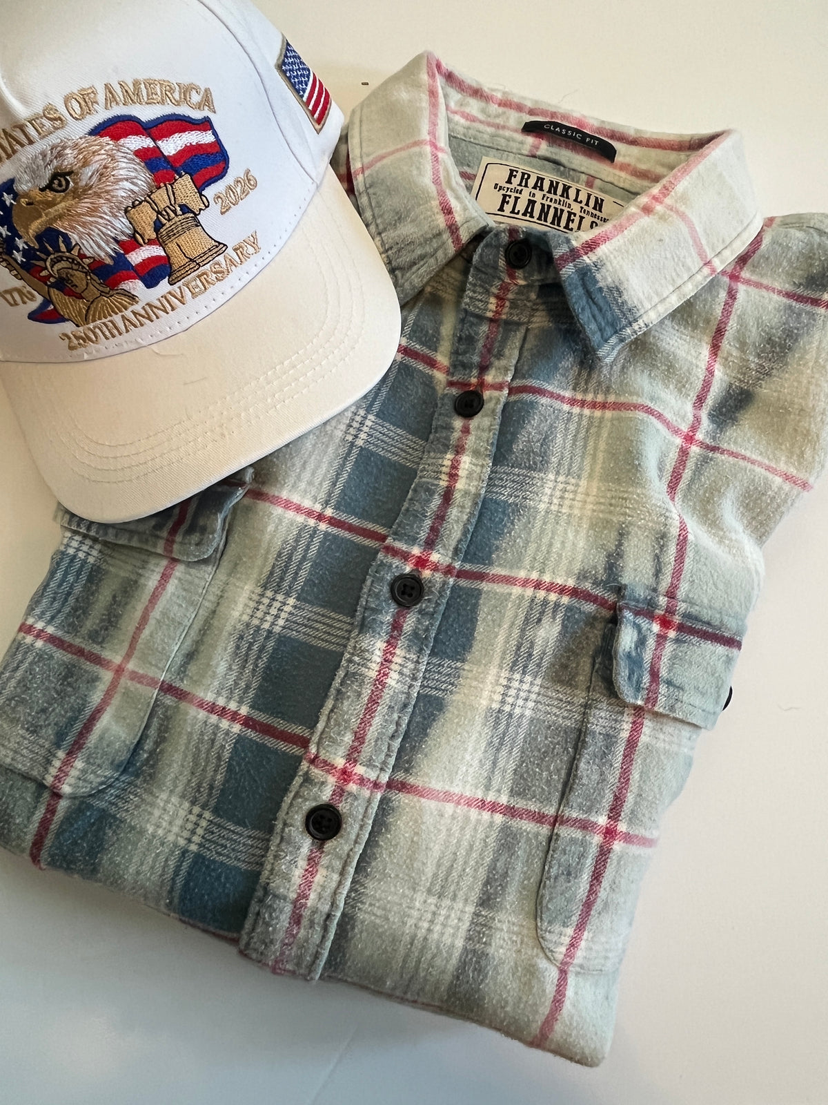 Vintage Red, White and Blue Flannel Size Large