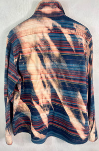 Vintage Blue, Pink, Peach and Gold Flannel Size Large