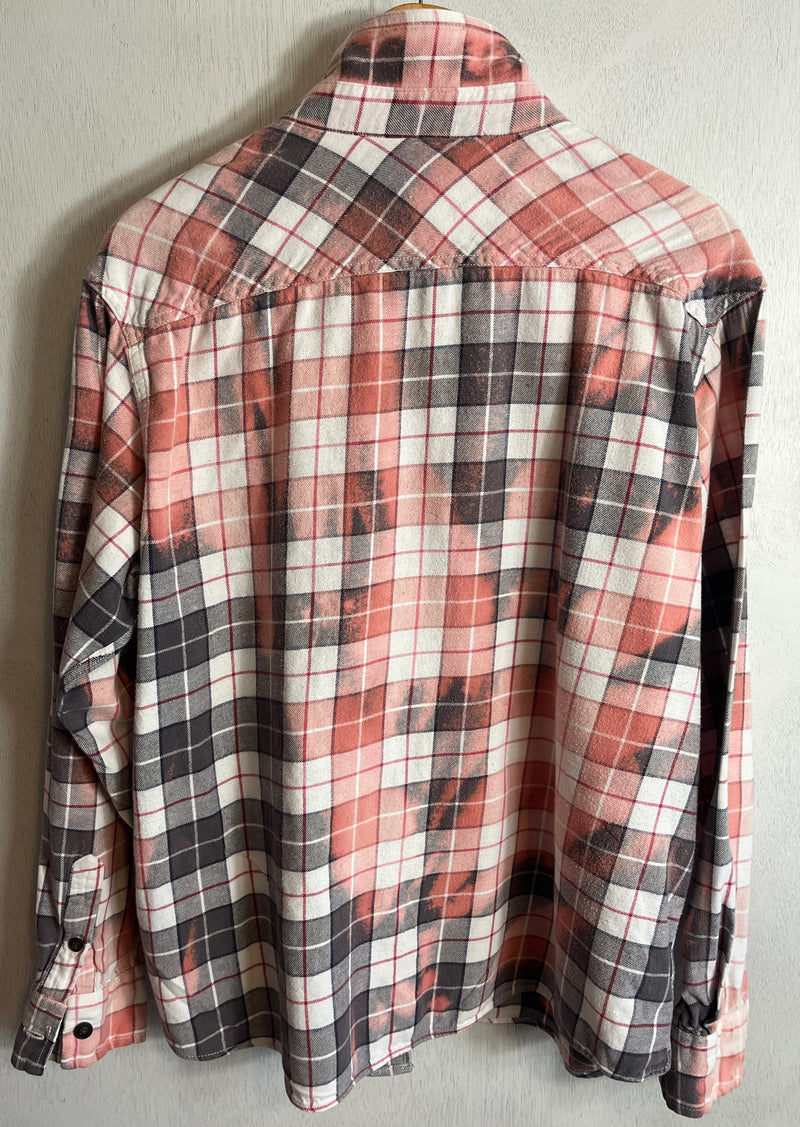 Vintage Pink, Grey and White Flannel Size Large