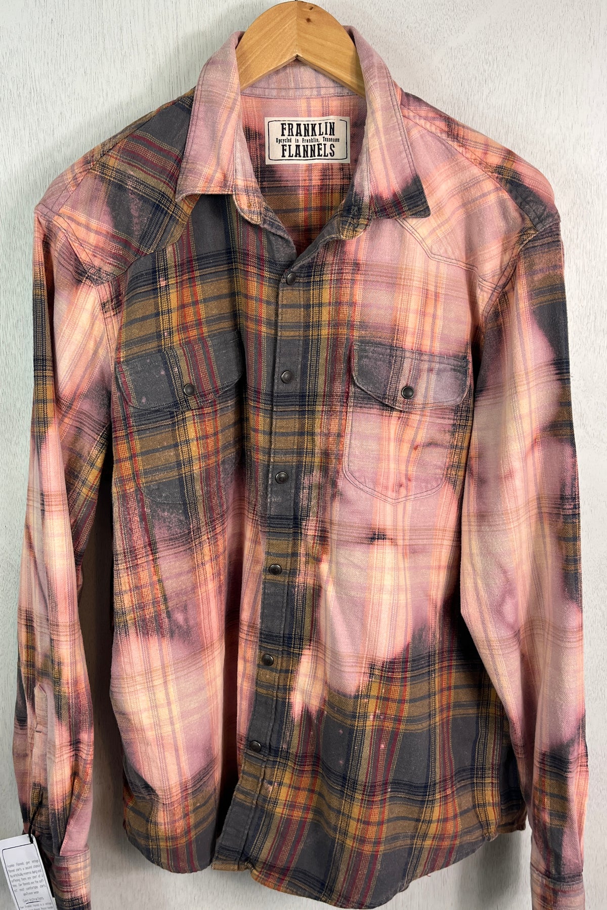 Vintage Western Style Pink, Grey, Gold and Red Flannel Size Medium