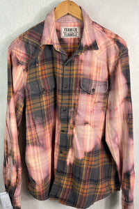 Vintage Western Style Pink, Grey, Gold and Red Flannel Size Medium