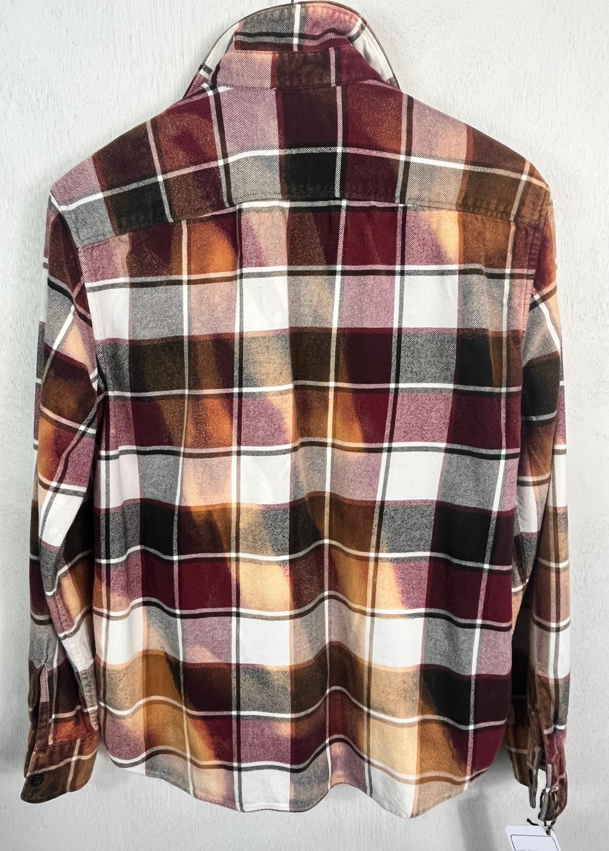 Vintage Burgundy, Rust, Black and White Flannel Size Medium