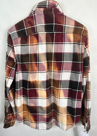 Vintage Burgundy, Rust, Black and White Flannel Size Medium