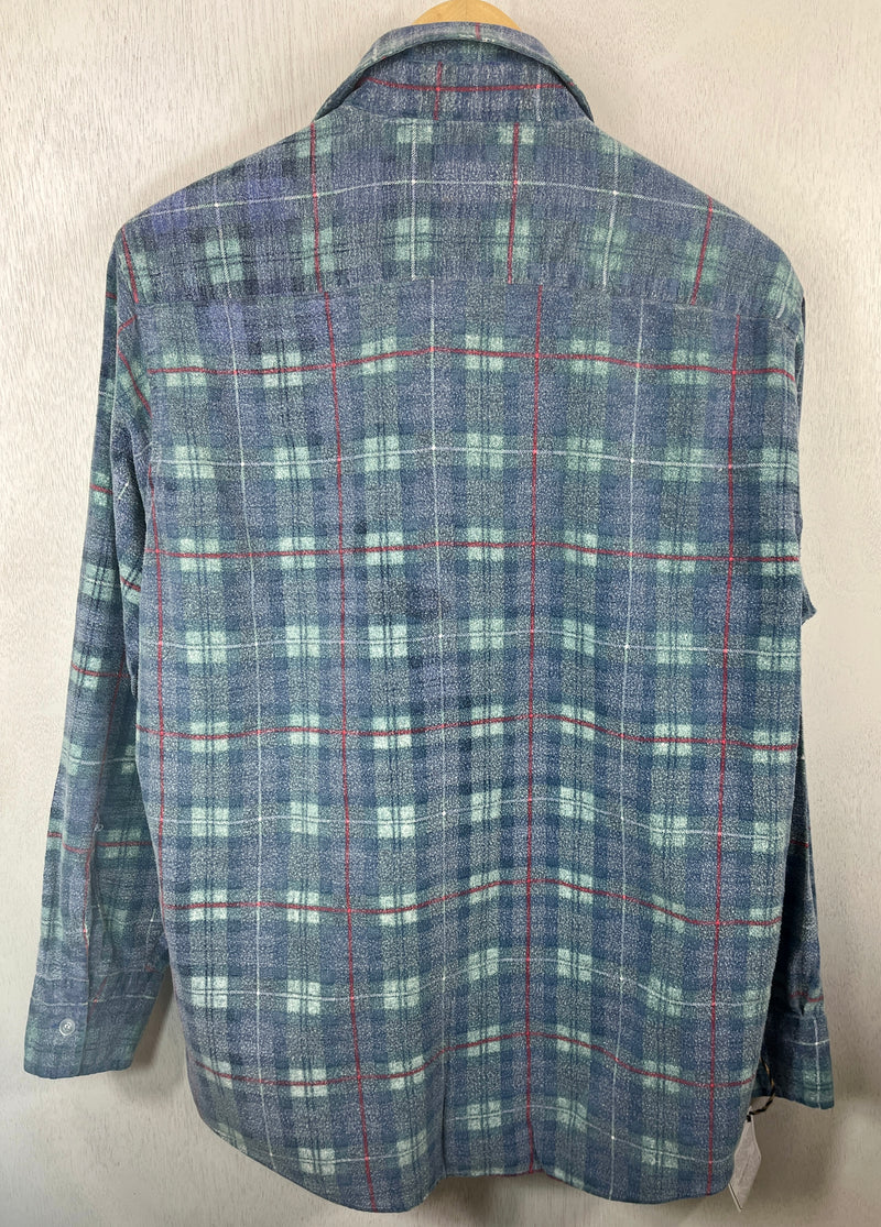 Vintage Retro Blue, Red, Green and Grey Flannel Size Medium