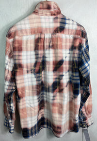 Vintage Navy, Blue, Black, Pink and White Flannel Size Large
