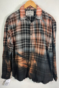 Vintage Black, Grey, White and Caramel Flannel Size Small