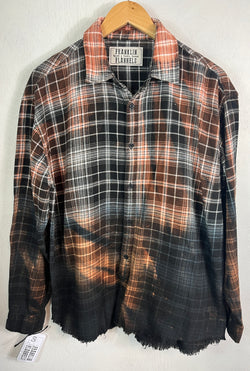 Vintage Black, Grey, White and Caramel Flannel Size Small