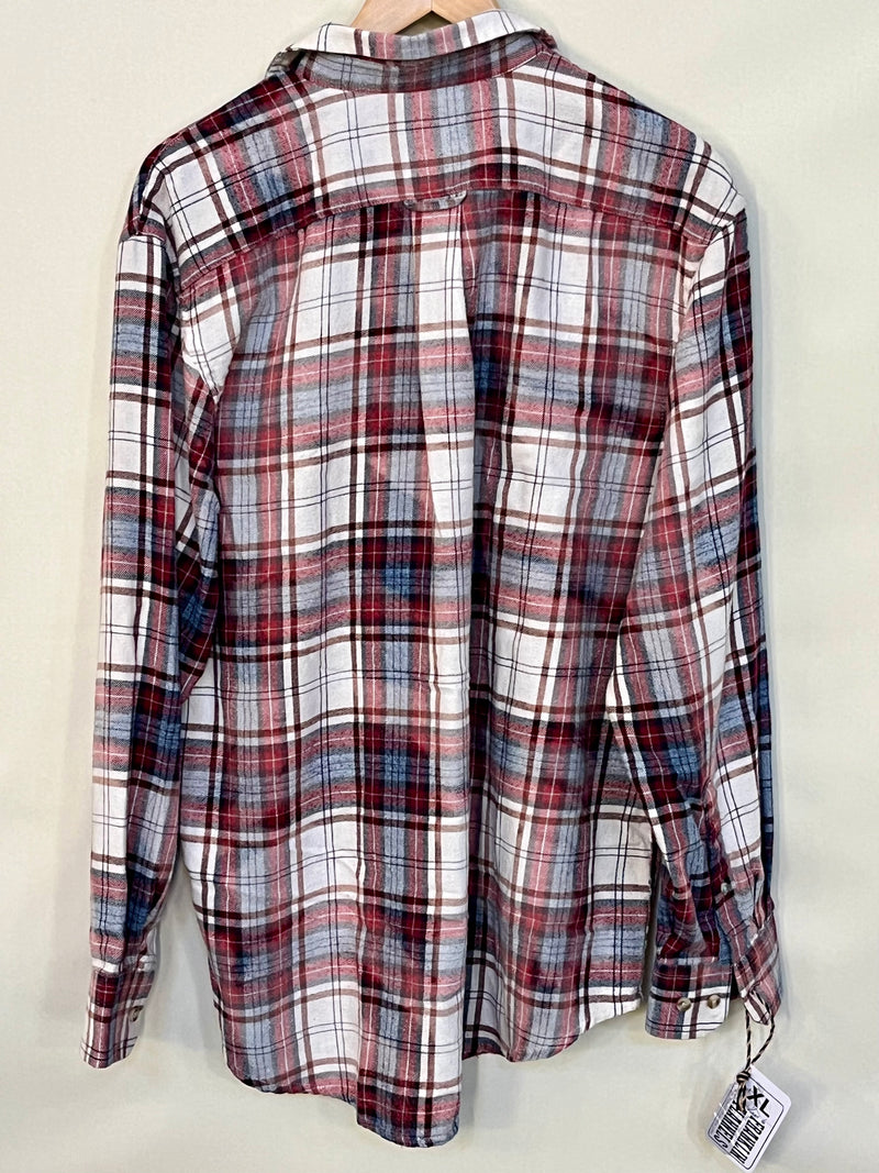 Vintage Red, Blue and White Faded Flannel Size XL