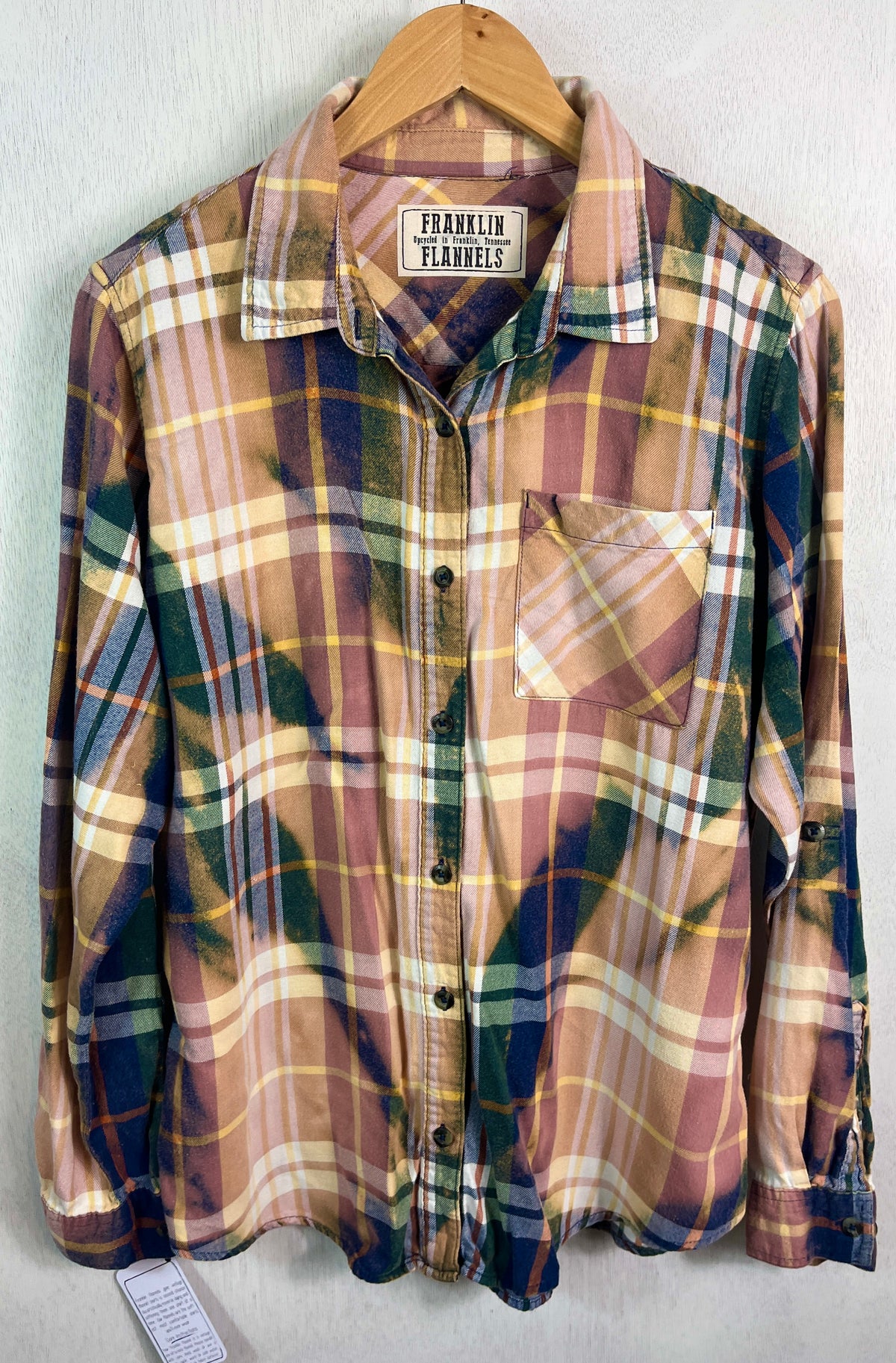 Vintage Navy, Green, Dusty Rose and White Lightweight Cotton Size Small