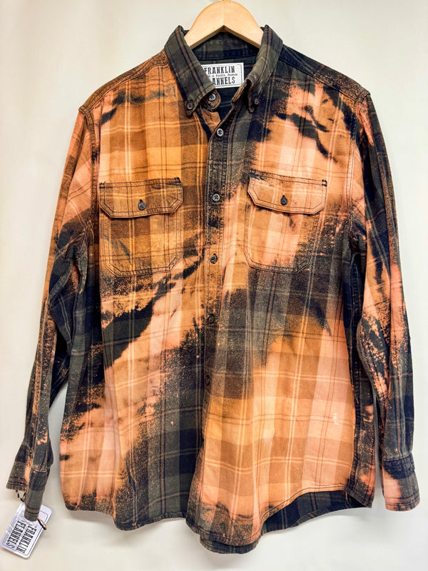 Vintage Olive Green, Rust and Black Flannel Size Medium