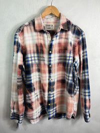 Vintage Navy, Blue, Black, Pink and White Flannel Size Large
