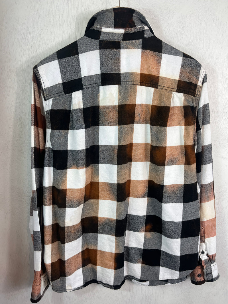 Vintage Black, White and Rust Buffalo Check Flannel Size Medium