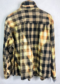 Vintage Brown, Black, Gold and Light Yellow Flannel Size XL
