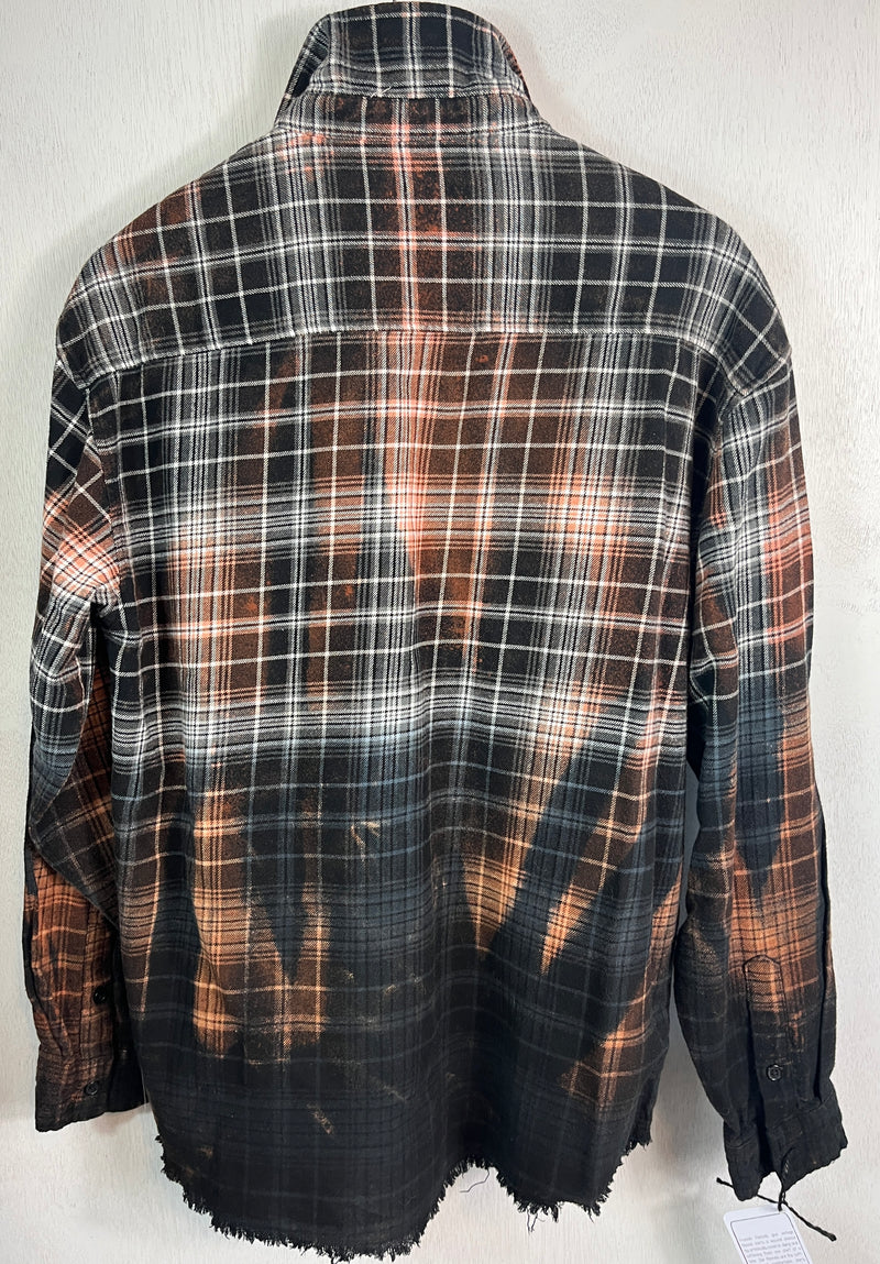 Vintage Black, Grey, White and Caramel Flannel Size Small
