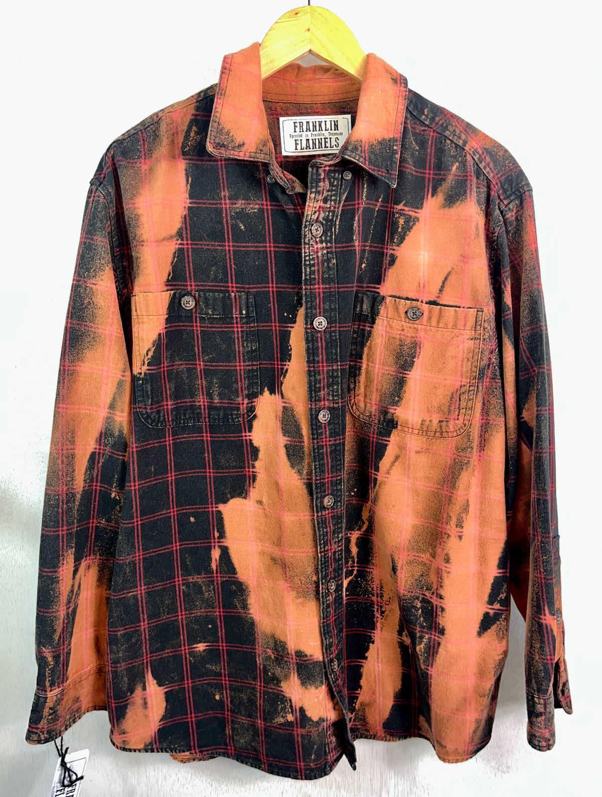 Vintage Black, Red, Rust and Pink Flannel Size Large