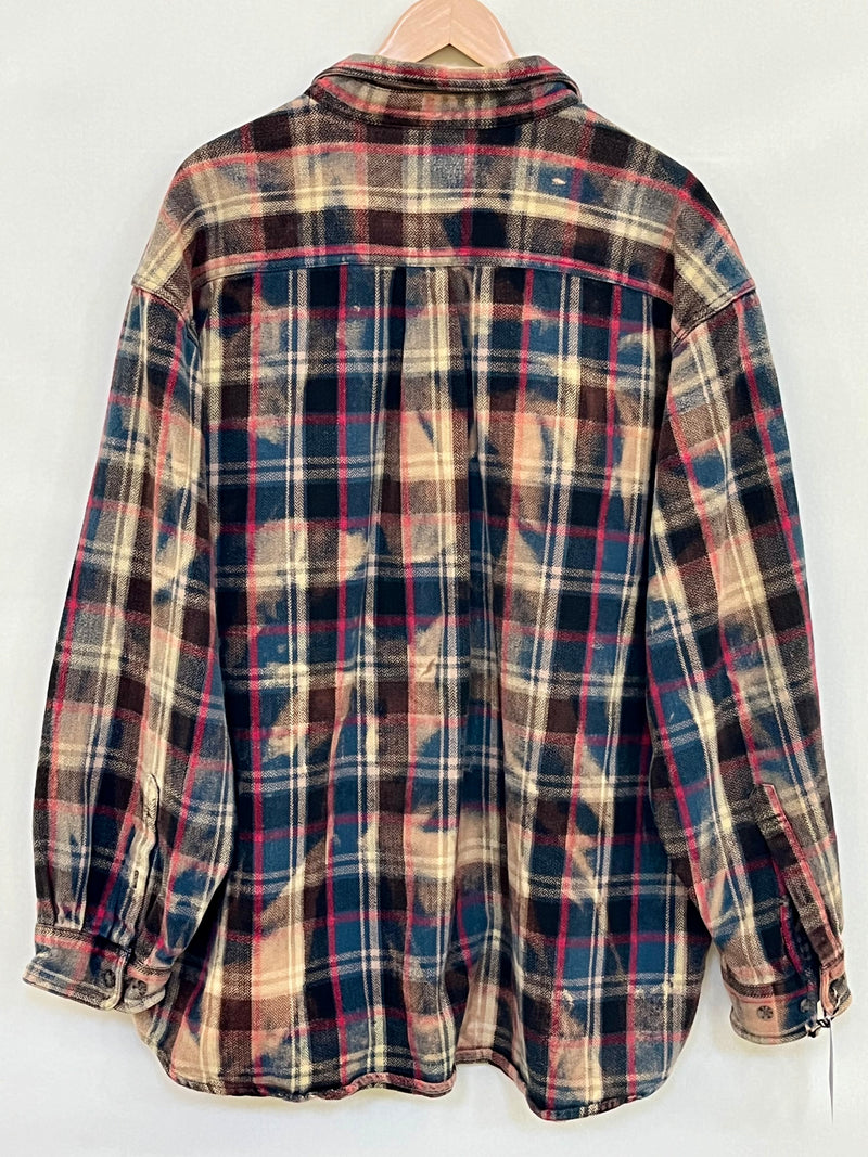 Vintage Blue, Brown, Tan, Red and Peach Flannel Jacket Size XXXXL