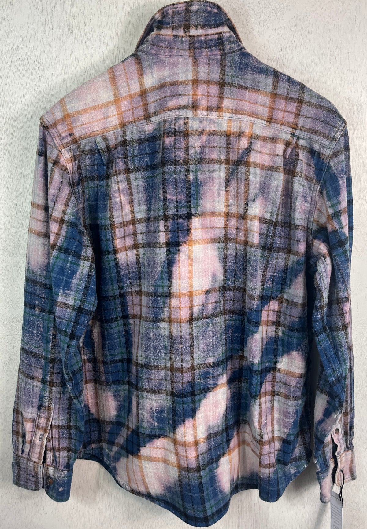Vintage Blue, Black, Green, Pink and Lavender Flannel Size Large