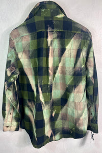 Vintage Green, Black and Pale Pink Flannel Size Large