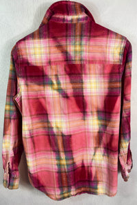 Vintage Red, Pink, White and Yellow Flannel Size Small