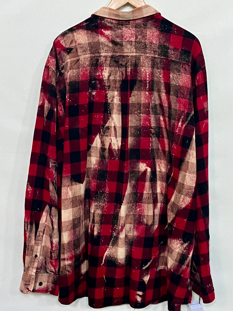 Vintage Red, Black and Cream Buffalo Check Flannel Size XXXL