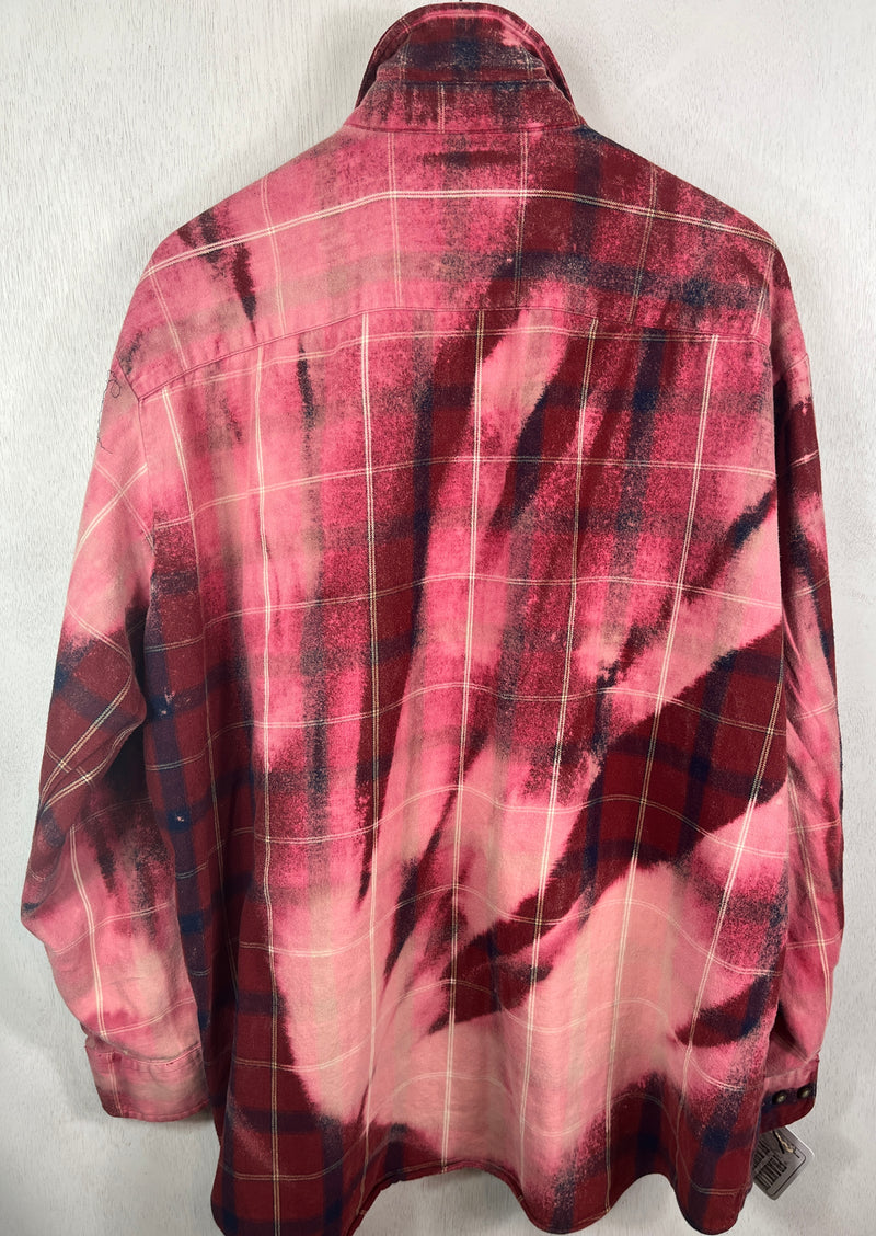 Vintage Red, Burgundy, Navy and Pink Flannel Size XXL