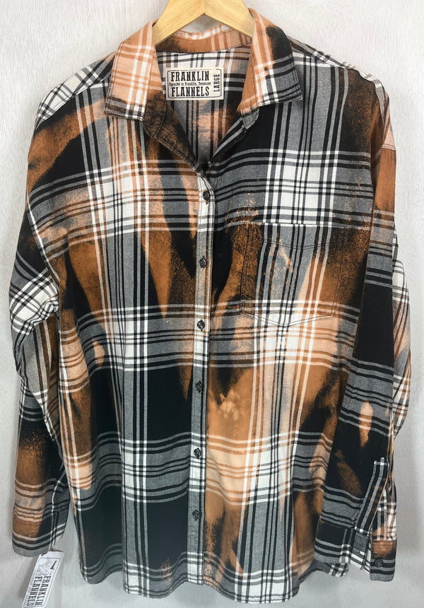 Vintage Black, White, Grey and Rust Lightweight Flannel Size Large