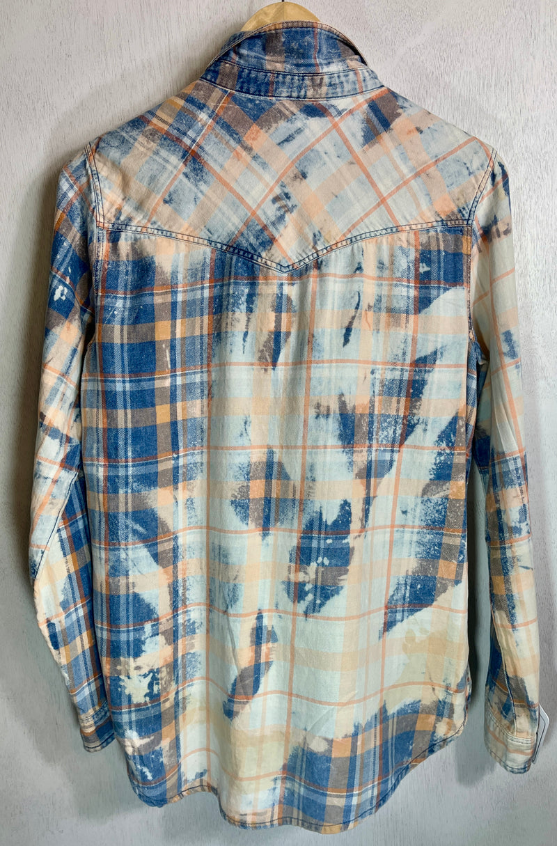 Vintage Western Style Blue, White and Orange Lightweight Cotton Size Small