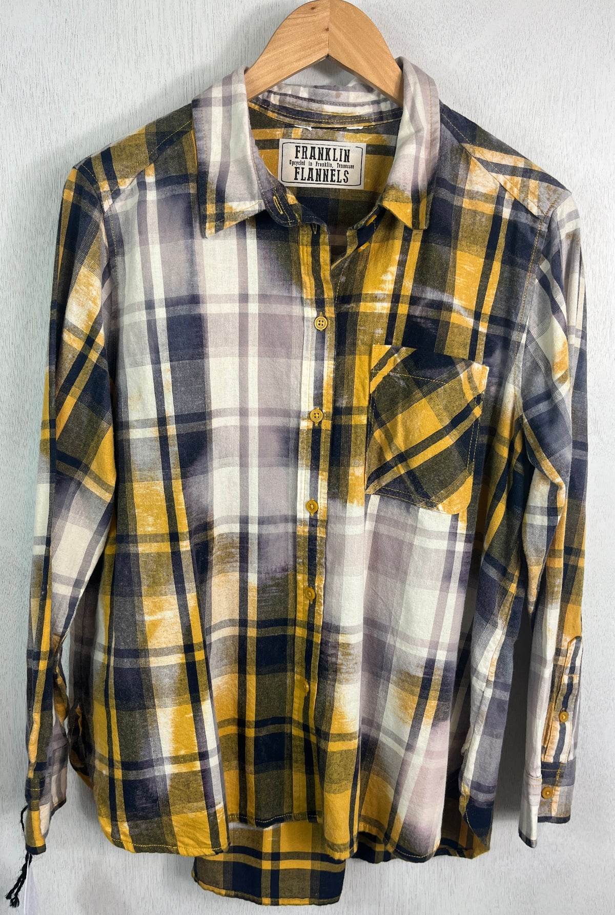 Vintage Yellow, Navy and White Flannel Size Small