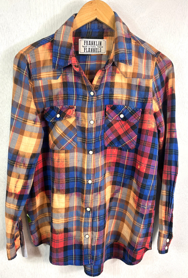 Vintage Western Style Red, Royal Blue and Gold Lightweight Size Small
