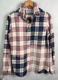 Vintage Navy, Dusty Rose, White and Red Flannel Size Small