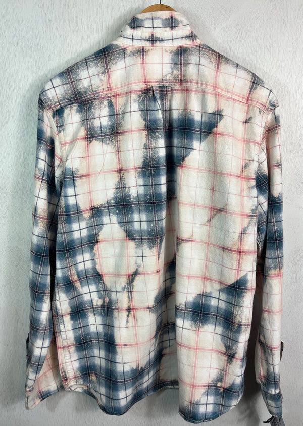 Vintage Blue, Pink, White and Plum Flannel Size Large