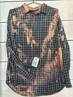 Black+White, Pink, and Gold lightweight Flannel Size XL