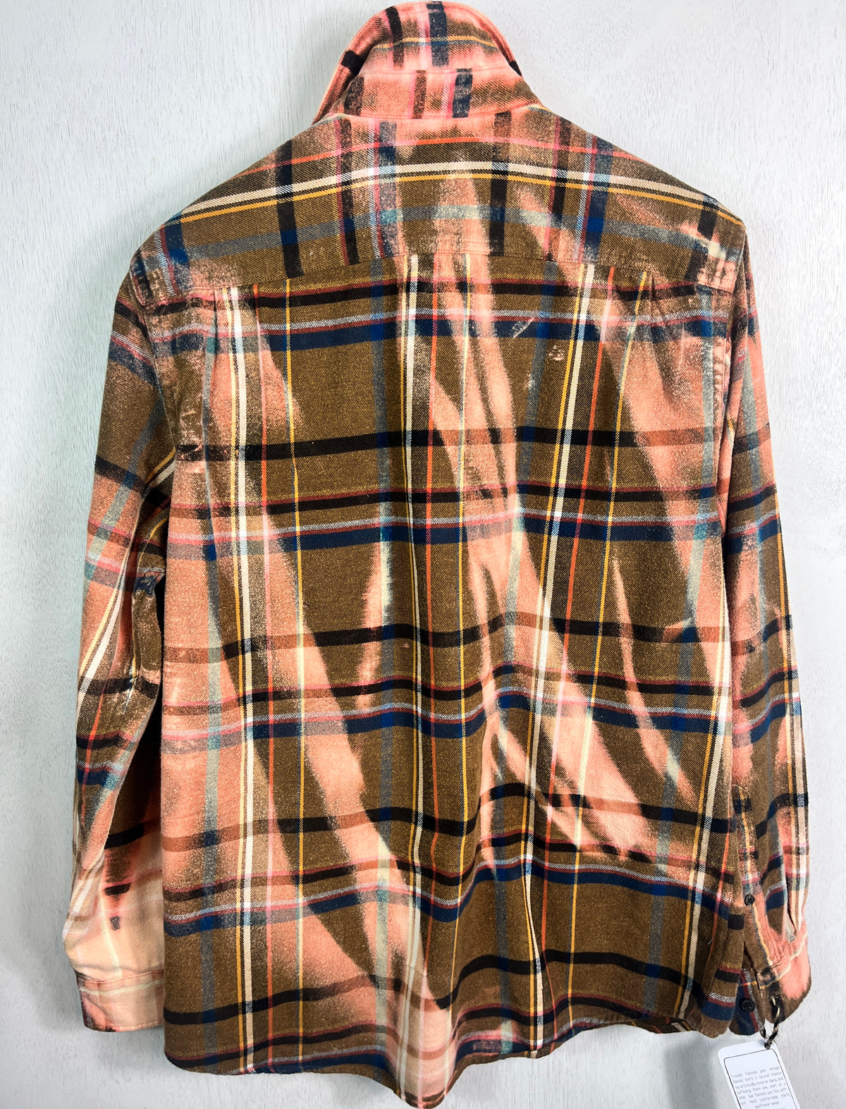 Vintage Brown, Peach, Black, Yellow and White Flannel Size Medium