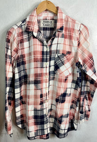 Vintage Navy, Pink and White Lightweight Flannel Size Small
