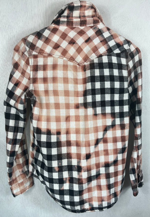 Vintage Western Style Black, White and Dusty Rose Flannel Size X-Small