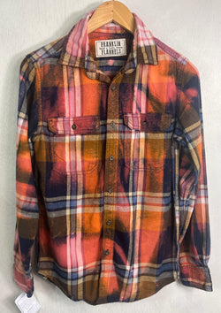 Vintage Pink, Orange, Sage, Blue and Gold Flannel Size Small