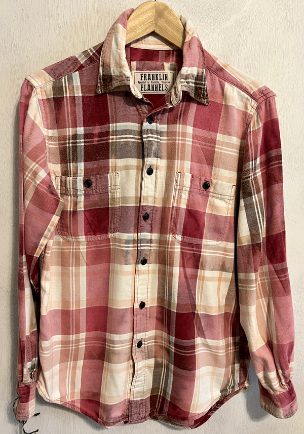 Vintage Pink, White and Maroon Flannel Size Small