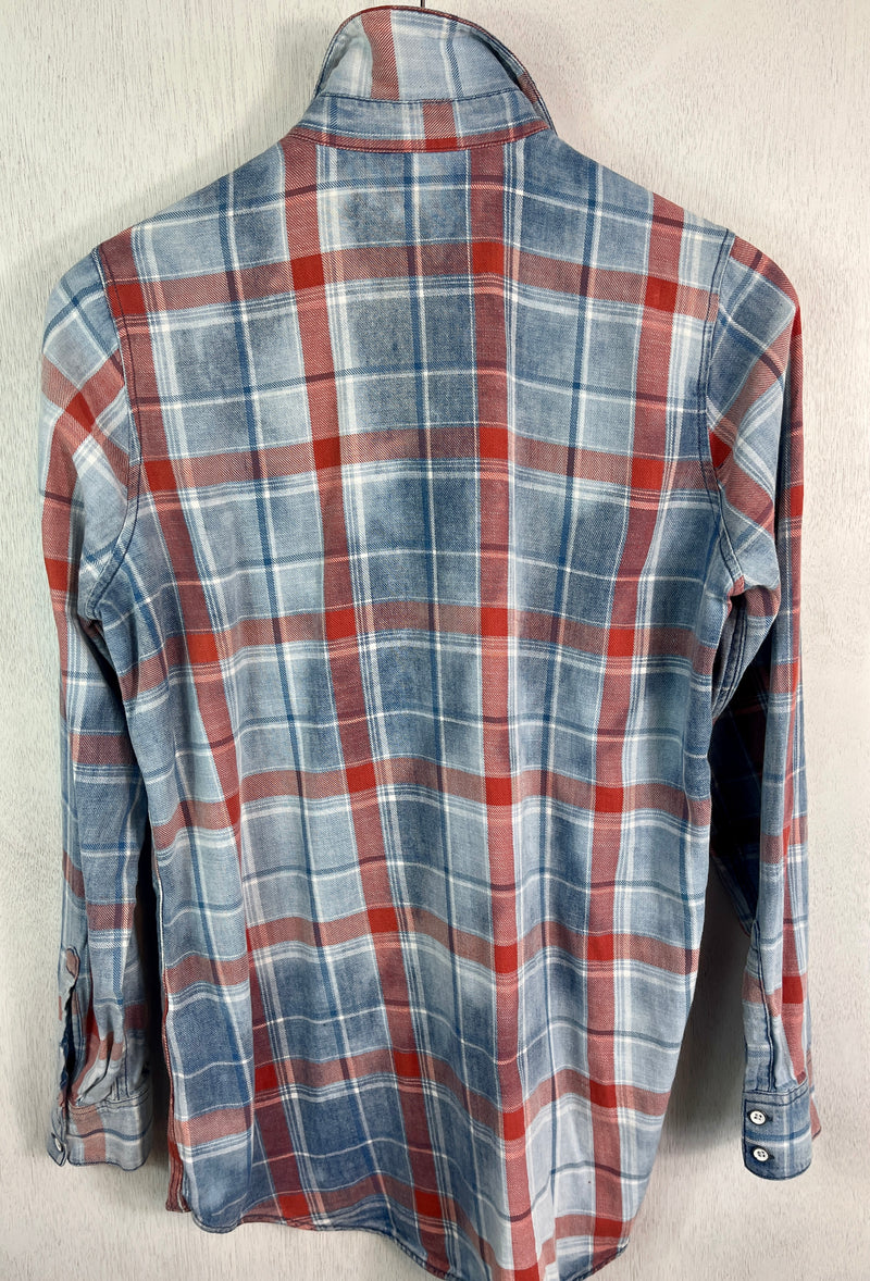 Vintage Light Blue, Red and White Lightweight Denim Size Small