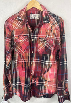 Vintage Burgundy, Pink and Navy Blue Flannel Size Small