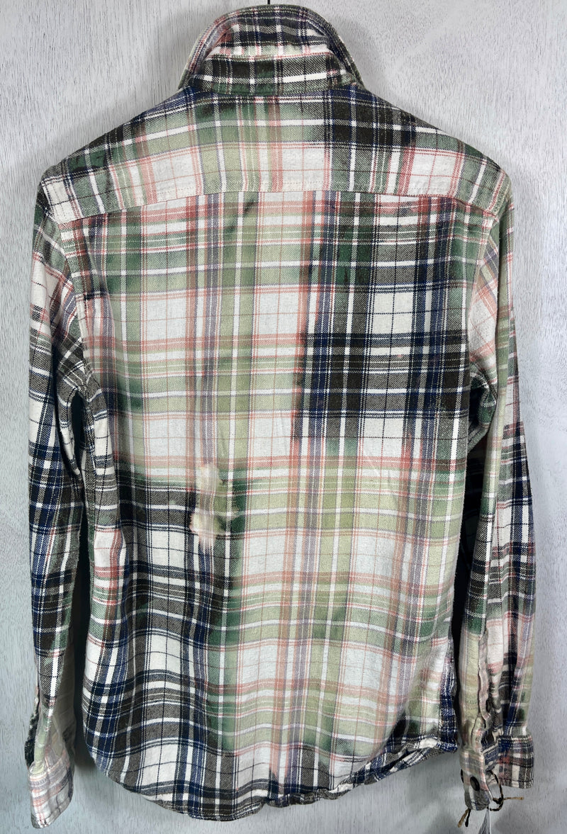 Vintage Green, White and Pink Flannel Size Small