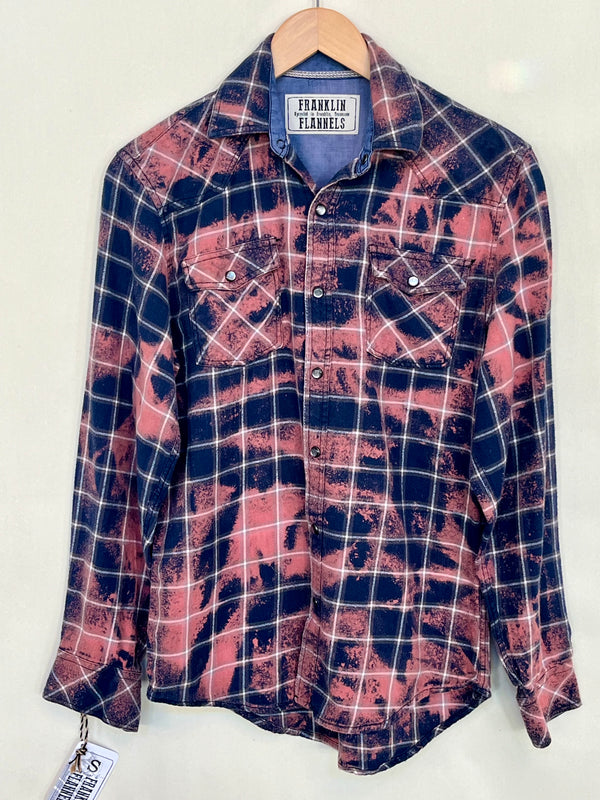 Vintage Western Style Blue and Mauve Flannel Size Small