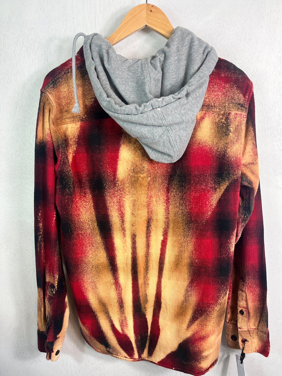 Vintage Red, Gold and Black Flannel Hoodie Size Medium