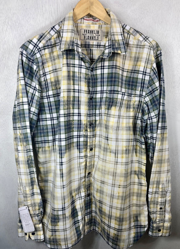Vintage Green, Yellow, Navy and White Lightweight Cotton Size Large