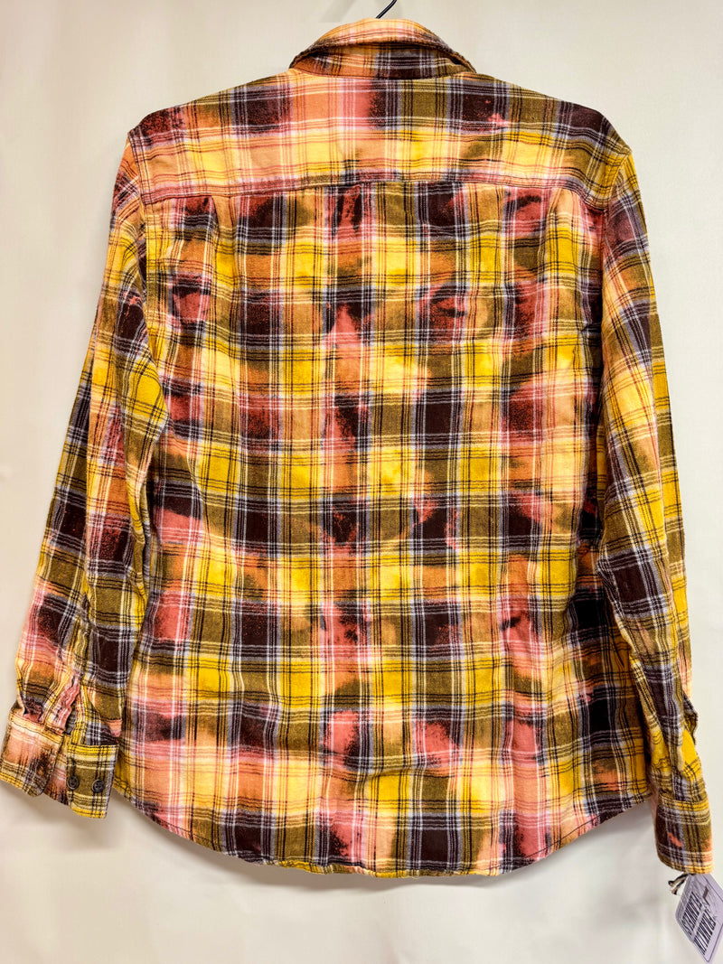 Vintage Yellow, Pink, Chocolate and White Flannel Size Large