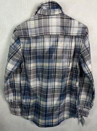Vintage Navy, Light Blue, White and Grey Flannel Size Small
