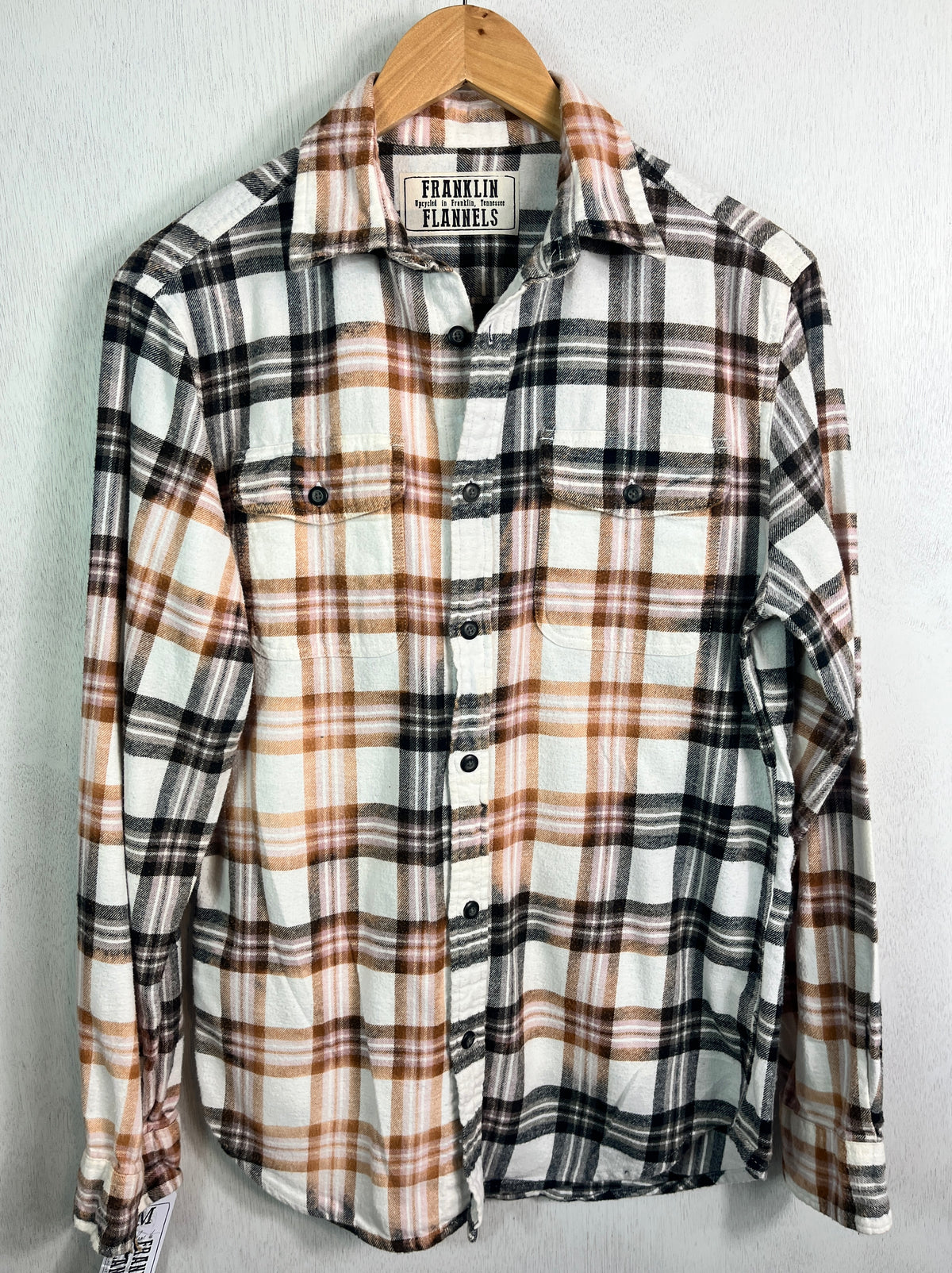 Vintage Black, White and Rust Flannel Size Medium